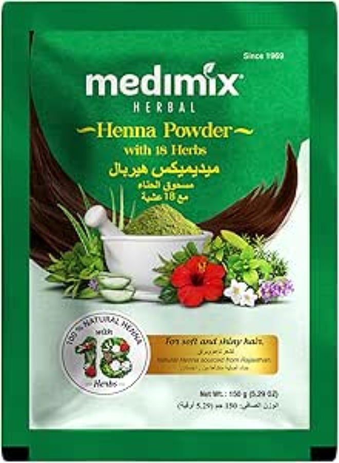 Medimix Herbal Henna Powder with 18 Essential Herbs - 100% Natural Hair Color for Soft, Shiny & Moisturized Hair - Damage Control Formula, 150g - Image 1